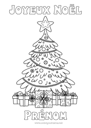 Dessin gratuit Cadeaux Noël Sapin 