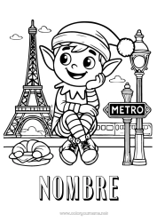 Dibujo libre Elfos de navidad Dibujos de Elfos para colorear Francia Croissant Paris Viaje del duende navideño