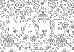 Coloring to customize Christmas Christmas bauble Christmas decorations Snowflakes Decorated name Stars Complex coloring pages Decorative background