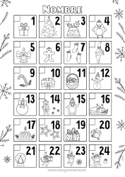 Colorear para personalizar Navidad Actividades para niños Calendario de Adviento Calendarios y planificadores