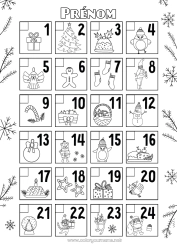 Coloriage à personnaliser Noël Activités enfants Calendrier de l'avent Calendriers et plannificateurs