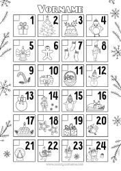 Kostenlose Malvorlage Weihnachten Kinderaktivitäten Adventskalender Kalender und Planer