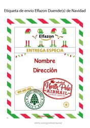 Dibujo libre Cartas de elfos bromistas Etiquetas Viaje del duende navideño Carta de Llegada del Elfo Etiqueta de envío de duende Sobre para el correo del elfo de Navidad