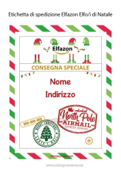 Colorare per personalizzare Lettere di elfi scherzosi Etichetta Viaggio dell'elfo di Natale Lettera di Arrivo degli Elfi Etichetta di spedizione Lutin Busta per la posta dell'elfo di Natale