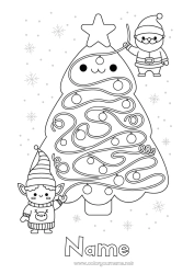 Coloring to customize Christmas tree Christmas elves Elves coloring pages Children's activities Easy coloring pages Labyrinth