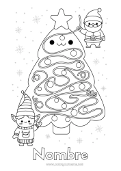 Colorear para personalizar árbol de Navidad Elfos de navidad Dibujos de Elfos para colorear Actividades para niños Dibujos fáciles para colorear Laberinto