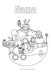 Free coloring Gifts Boat Maritime vehicles Saint Nicholas