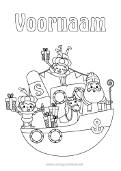 Gratis tekening Cadeaus Boot Maritieme voertuigen Sinterklaas