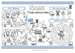 Free drawing Children's activities Geography I spy Country Greece Labyrinth Country map Printable Placemat