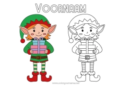 Gratis tekening Cadeaus Kerstelf Elfjes kleurplaten Eenvoudige kleurplaten Kleuren met Model