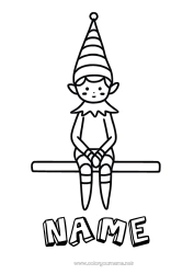 Coloring to customize Christmas elves Elves coloring pages Easy coloring pages