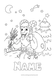 Coloring to customize Snow Winter Forest Krampus Saint Nicholas