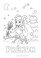 Coloriage à personnaliser Neige Hiver Forêt Krampus Saint Nicolas