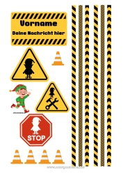 Kostenlose Malvorlage Weihnachtself Schild Wichtel-Streiche und Ideen Baustelle, Bau