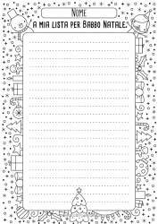 Disegno gratuito Lettera a Babbo Natale Lista dei regali per Babbo Natale