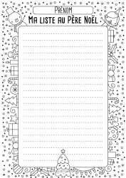 Dessin gratuit Lettre au Père Noël Liste de cadeaux pour le père Noël