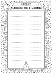 Gratis tekening Brief aan de Kerstman Cadeaulijst voor de Kerstman