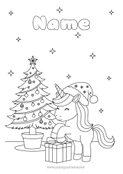 Free drawing Gifts Christmas tree Christmas Unicorn Animal Dragons, unicorns and fantastic animals Christmas hat