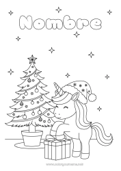 Dibujo libre Regalos árbol de Navidad Navidad Unicornio Animales Dragones, unicornios y animales fantásticos Gorro navideño