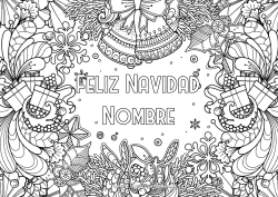 Dibujo libre Regalos Navidad Campana Acebo Dibujos complejos para colorear Mensaje “Feliz Navidad”