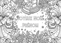 Coloriage à personnaliser Cadeaux Noël Cloche Houx Coloriages complexes 