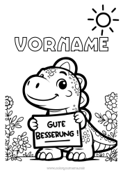 Kostenlose Zeichnung Krank Dinosaurier Schild