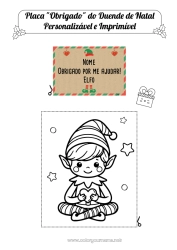 Desenho grátis Elfo de Natal Missão do Elfo de Natal Páginas para colorir de elfos Obrigado Placa Ideias Travessas para Duendes de Natal