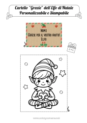 Disegno gratuito Elfo di Natale Missione dell'Elf di Natale Pagine da colorare degli elfi Grazie Cartello Scherzi e Idee per Elfi di Natale