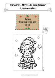 Dessin gratuit Lutins de Noël Mission du lutin de Noël Coloriages lutins Merci Pancarte Bêtises du Lutin Farceur