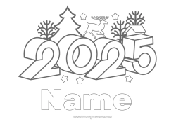 Coloring to customize Happy new year 2025