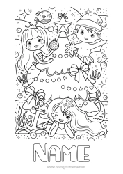 Free drawing Christmas tree Christmas Sea Mermaid