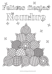 Colorear para personalizar Navidad Bolas de Navidad Decoración navideña Dibujos complejos para colorear Zentangle