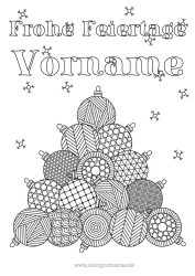 Malvorlage anpassen Weihnachten Weihnachtskugel Weihnachtsdekoration Komplexe Ausmalbilder Zentangle