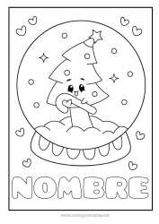 Colorear para personalizar Corazón árbol de Navidad Kawaii Bastón de caramelo Dibujos fáciles para colorear Abeto