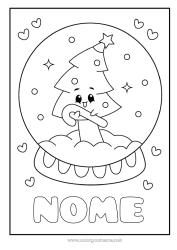 Desenho para personalizar Coração Árvore de Natal Kawaii Bengala de Natal Desenhos para colorir fáceis Árvore de Natal