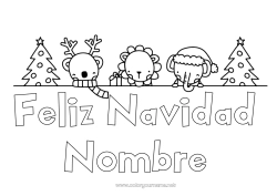 Colorear para personalizar árbol de Navidad Reno Navidad Elefante León Animales Animales salvajes de África Animales del bosque Abeto Mensaje “Feliz Navidad”