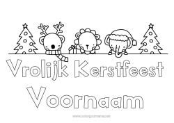 Gratis tekening Kerstboom Rendier Kerstmis Olifant Leeuw Dier Wilde dieren van Afrika Bosdieren Kerstboom 