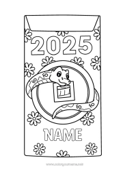 Coloring to customize Chinese New Year Snake Envelope Reptiles 2025