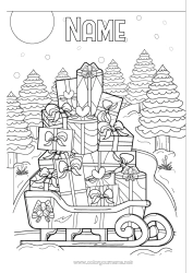 Coloring to customize Snow Gifts Sleigh Christmas Snowflakes Fir