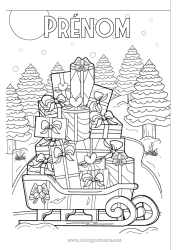 Coloriage à personnaliser Neige Cadeaux Traîneau Noël Flocons de neige Sapin