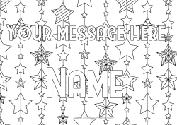 Coloring to customize Christmas Christmas decorations Christmas tinsel Decorated name Stars Geometric shapes Decorative background