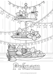 Coloriage gratuit Fête Nourriture Fruits Gourmandises, sucreries Cupcake Macaron