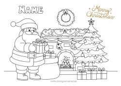 Free drawing Gifts Christmas tree Santa Claus Hood Chimney Crown Christmas stocking “Merry Christmas” message