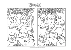 Desenho para personalizar Feliz Ano Novo Atividades para Crianças 2024 2025 Encontre as Diferenças