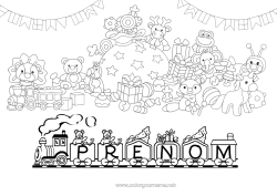 Coloriage gratuit Cadeaux Lion Fête Hotte Jouets Animaux sauvages d'Afrique Jeux et jouets Peluche