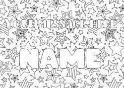 Free coloring Party Decorated name Space Stars Decorative background