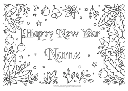 Coloring to customize Flowers Happy new year Poinsettia 