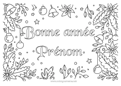 Coloriage à personnaliser Fleurs Bonne année Poinsettia Message 