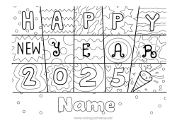 Free drawing Happy new year Zentangle 2025