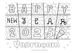 Gratis tekening Gelukkig Nieuwjaar Zentangle 2025